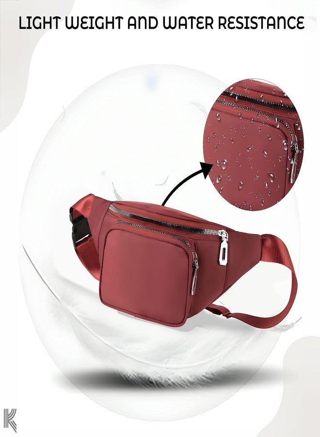 Kraptick Premium Unisex Waist Bag for Men and Women - Stylish Fanny Pack, Hip Bag, Travel Money Belt (Maroon) - Image 5